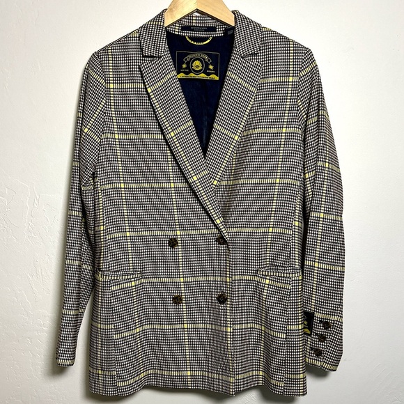 Scotch & Soda Plaid Double Breasted Blazer Brown Yellow Women’s Small NWOT - Picture 2 of 9